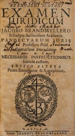 Bernhardi Scotani Examen Juridicum