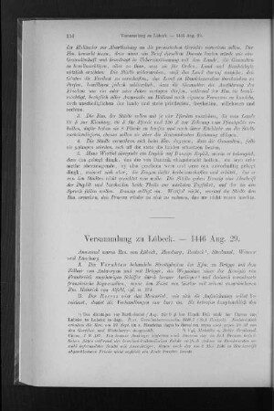 Versammlung zu Lübeck. - 1446 Aug. 29.