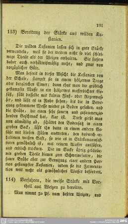 113. Bereitung der Stärke aus wilden Kastanien