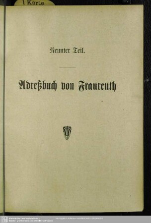 Neunter Teil. Adreßbuch von Fraureuth