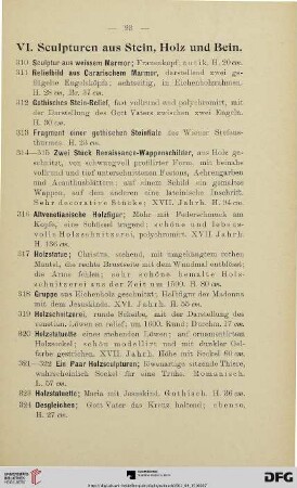 VI. Sculpturen aus Stein, Holz und Bein (Nr. 310-347)