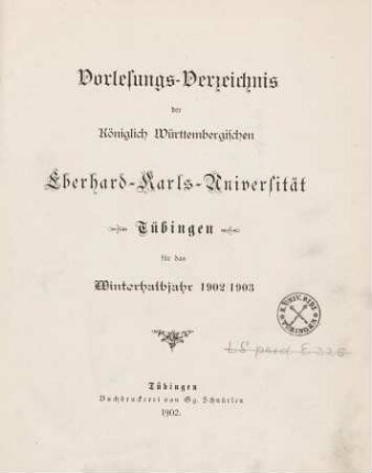 Vorlesungsverzeichnis 1902/03