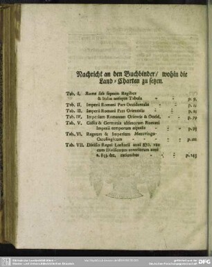 Nachricht an den Buchbinder, wohin die Land-Charten zu setzen