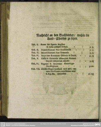 Nachricht an den Buchbinder, wohin die Land-Charten zu setzen