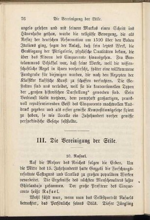 III. Die Vereinigung der Stile.