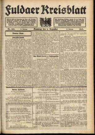 Vierte Ausgabe vom Samstag, den 06. Dezember 1913.