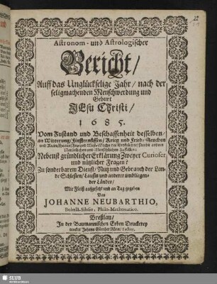 Astronom- und Astrologischer Bericht
