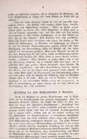 Herstellung des alten Rechtszustandes in Kurhessen.
