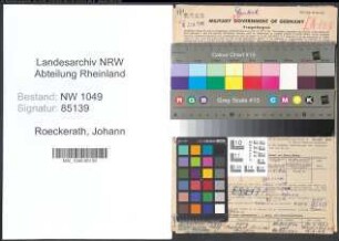 Entnazifizierung Johann Roeckerath , geb. 19.05.1905 (Dentist)