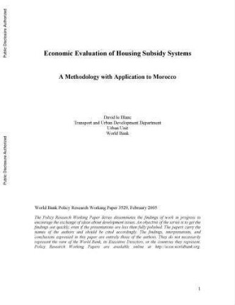 Economic evaluation of housing subsidy systems: a methodology with application to Morocco