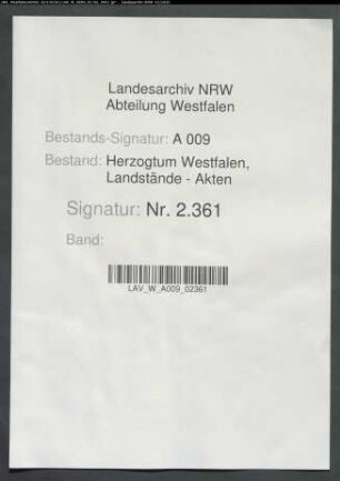 Kommissionsprotokoll der Deputierten von Wrede zu Amecke und Georg Leonardts betr. Ordnung des landständischen Archivs und Berichtigung des Lagerbuchs (Konzept)