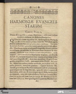 Canones Harmoniæ Evangelistarum.