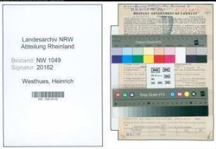 Entnazifizierung Heinrich Westhues , geb. 21.07.1889 (Architekt)