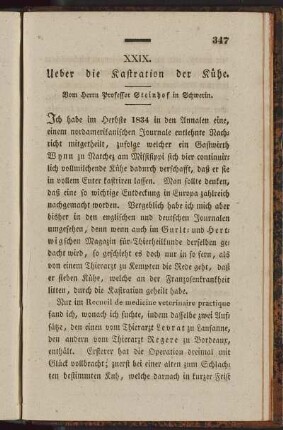 XXIX. Ueber die Kastration der Kühe