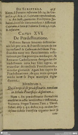 Caput XVI. De Praedestinatione