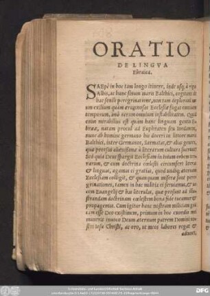 Oratio De Lingua Ebraica.