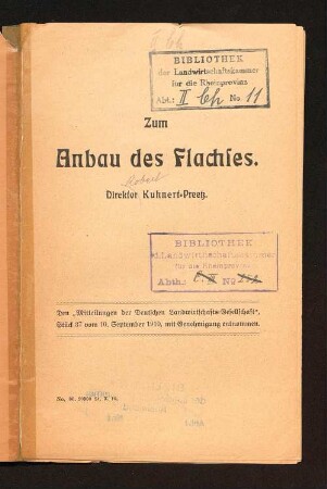 Zum Anbau des Flachses