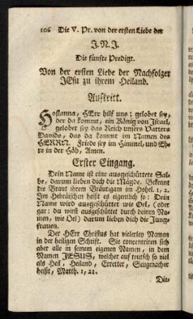106-108, Auftritt und Erster Eingang.