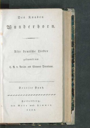 Bd. 3: Des Knaben Wunderhorn