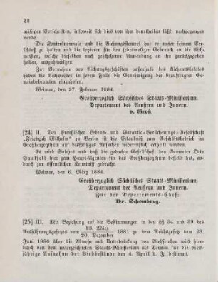 24. Ministerial-Bekanntmachung, die Konzessionierung der Preußischen Lebens- und Garantie-Versicherungs-Gesellschaft "Friedrich Wilhelm" zu Berlin, zum Geschäftsbetrieb im Großherzogthum betreffend