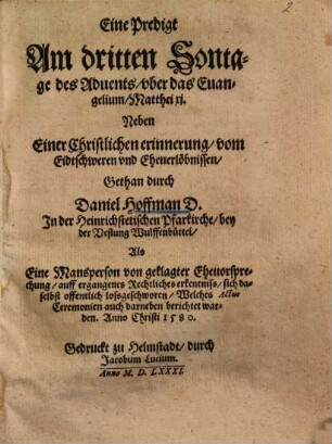 Eine Predigt am 3. Sontage des Advents über das Evang. Matth. 11. ...