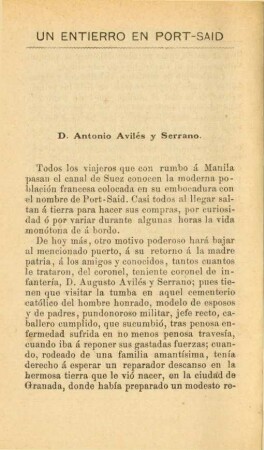 Un entierro en Port-Said. Antonio Avilés y Serrano