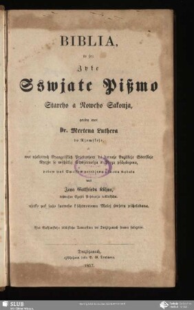 Biblia : to je, zyłe Sswjate Pissmo Stareho a Noweho Sakonja