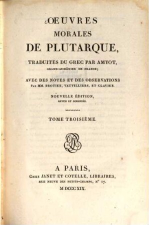 Oeuvres morales de Plutarque, 3