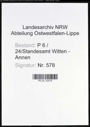 Sterberegister Standesamt Witten-Annen