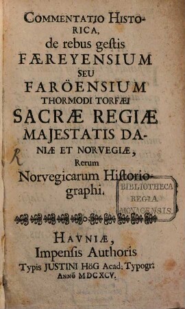 Commentatio historica de rebus gestis Faereyensium