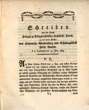 Aktenstüke die bekannte Reichsgräflich Fränkische Strittigkeit betreffend, [2]. Fortgesetzte Aktenstücke, die bekannte Reichsgräflich Fränk- und Westphälische Strittigkeiten betreffend