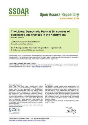 The Liberal Democratic Party at 50: sources of dominance and changes in the Koizumi era