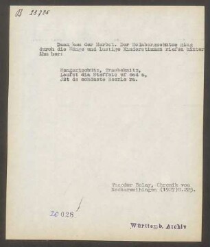 Liedbeleg: Wengertschütz, Traubeknitz
