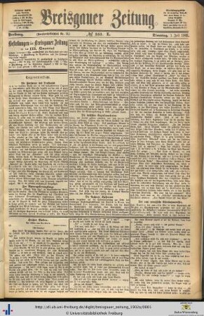 54. Jg. (Juli bis Dezember): Breisgauer Zeitung