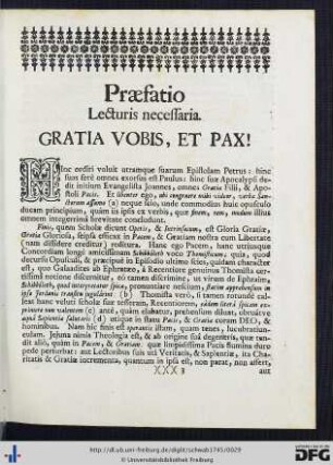 Praefatio Lecturis necessaria.