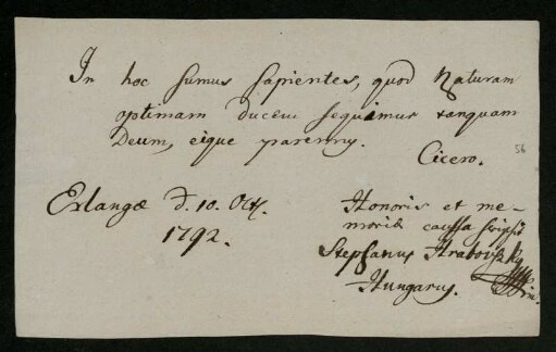 Stephanus Hrabovszky, Erlangen, 10.10.1792