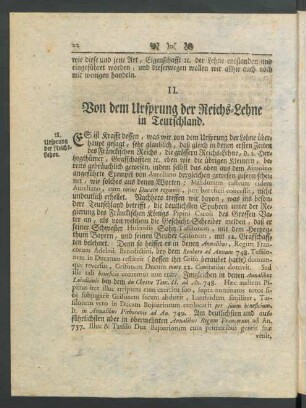 II. Von dem Ursprung der Reichs-Lehne in Teutschland