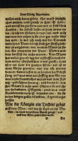 Wie die Königin ein Tochter gebar auff dem Meer ...
