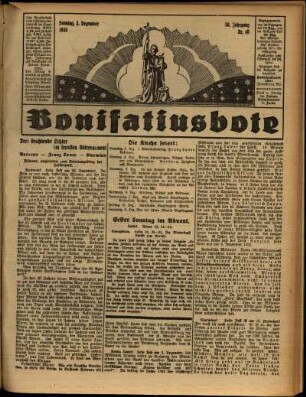Erste Ausgabe vom Sonntag, den 03. Dezember 1933.