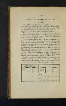 Traites des gommes au Senegal en 1845.