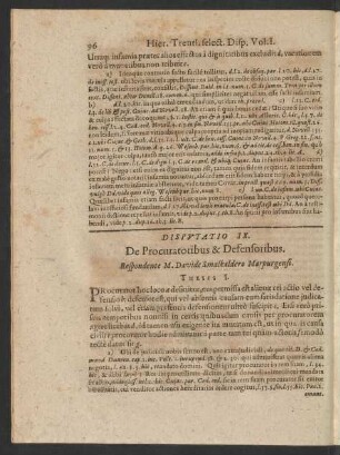 Disputatio IX. De Procuratoribus & Defensoribus