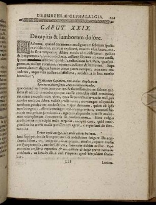 Caput XXIX. De capitis & lumborum dolore.