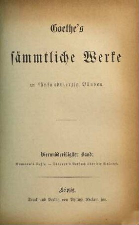 Goethe's sämmtliche Werke : in fünfundvierzig Bänden, 34