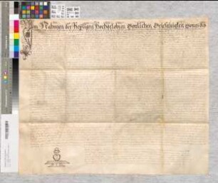 Notariatsinstrument betreffend die Wahl des Heinrich Giesenbier zum Dechant der Kirche von St. Johann und Dionys.