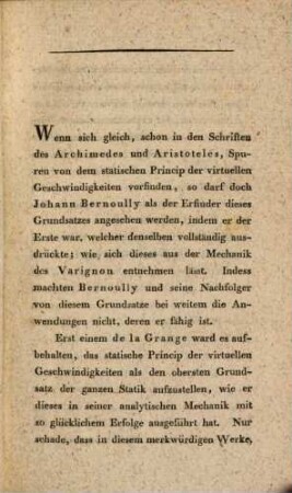 Analytische Bestimmung des Gesetzes der virtuellen Geschwindigkeiten in mechanischer und statistischer Hinsicht