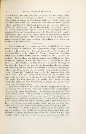 Die Bandwurmkrankheit des Menschen : Erweiterter Vortrag aus den Vorlesungen über interne Medicin im Wintersemester 1878
