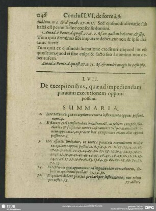 LVII. De exceptionibus, quae ad impediendam paratam executionem opponi possunt