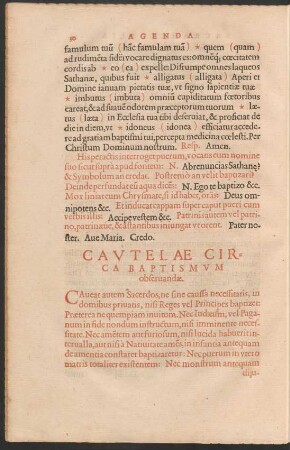 Cautelae Circa Baptismum observandae.