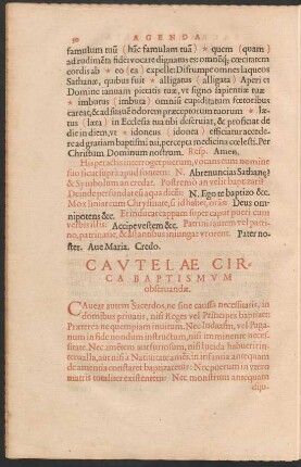 Cautelae Circa Baptismum observandae.