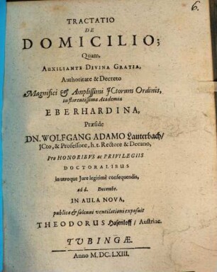 Tractatio De Domicilio